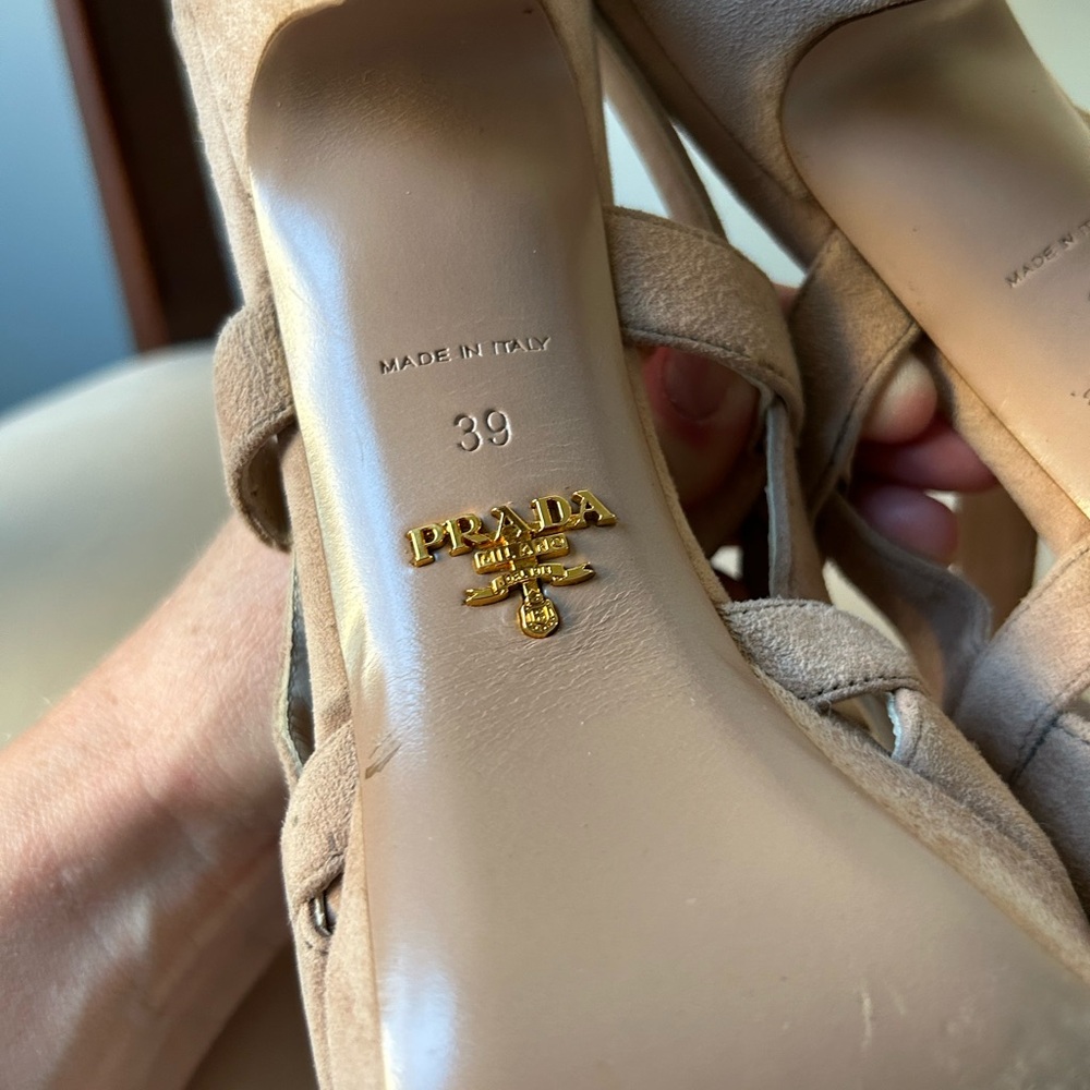 Prada nude/light beige suede platform heels - Picture 8 of 8